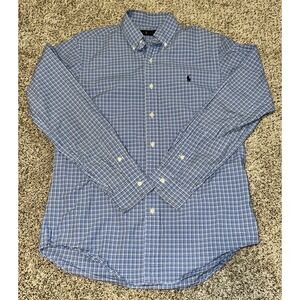 Ralph‎ Lauren Small Blue Black Plaid Check  Long Sleeve Button Down Shirt
